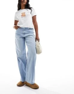 Hollister High Rise Baggy Jeans In Light Blue For Women -Hollister Shop 205681513 3