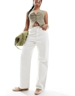 Hollister Ultra High Rise Baggy Jean In Off White For Women