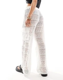 Hollister Lace Cover Up Cargo Trouser In White For Women Cloud Dancer -Hollister Shop 206373752 5