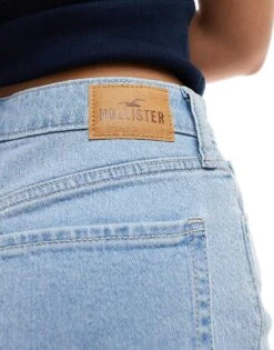 Hollister High Rise Mom Short In Light Blue Wash With Frayed Hem For Women Light Destroy -Hollister Shop 206373874 4