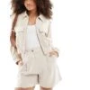 Hollister Linen Blend Bomber Jacket In Beige For Women Flax