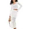 Hollister Crochet Midaxi Skirt In White For Women Bright White