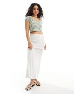 Hollister Short Sleeve Stripe Crochet Top In Green For Women Green White Stripe -Hollister Shop 206374299 3