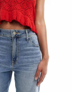 Hollister Ultra High Rise Dad Jean In Mid Blue For Women Mid Wash Blue -Hollister Shop 206374643 3