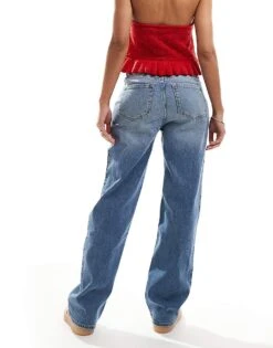 Hollister Ultra High Rise Dad Jean In Mid Blue For Women Mid Wash Blue -Hollister Shop 206374643 4