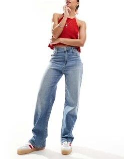 Hollister Ultra High Rise Dad Jean In Mid Blue For Women Mid Wash Blue -Hollister Shop 206374643 5