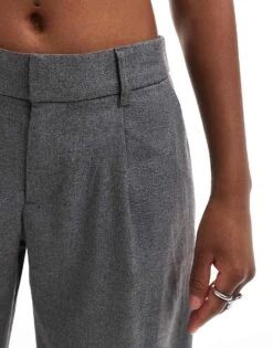 Hollister Low Rise Tailored Wide Leg Trouser In Grey For Women Heather Grey -Hollister Shop 206406492 5