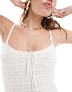 Hollister Open Back Crochet Mini Dress In White For Women Cloud Dancer Solid -Hollister Shop 206685017 4