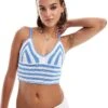 Hollister Crochet Striped Vest In Blue And White For Women Blue.white