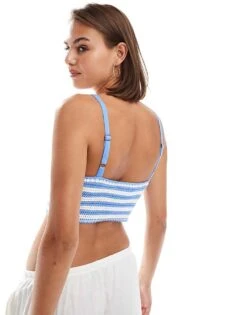 Hollister Crochet Striped Vest In Blue And White For Women Blue.white -Hollister Shop 206685044 4