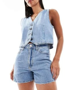 Hollister Ultra High Rise 90s Fit Denim Short In Mid Blue For Women Medium Clean Hem -Hollister Shop 206685045 1 mediumcleanhem 1