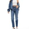 Hollister High Rise Mom Fit Jean In Dark Blue For Women Dark Clean Cuff -Hollister Shop 206685163 1 darkcleancuff