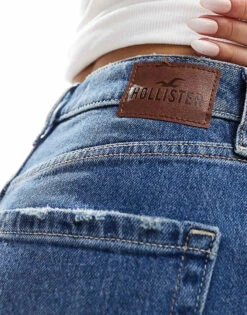 Hollister High Rise Mom Fit Jean In Dark Blue For Women Dark Clean Cuff -Hollister Shop 206685163 3