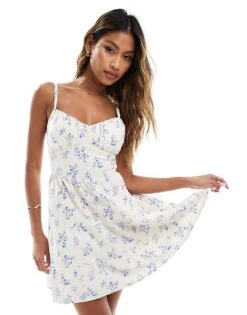 Hollister Floral Print Open Back Linen Mini Dress In White For Women Tidepool Cw9 -Hollister Shop 206685219 1 tidepoolcw9 1