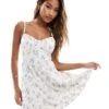 Hollister Floral Print Open Back Linen Mini Dress In White For Women Tidepool Cw9