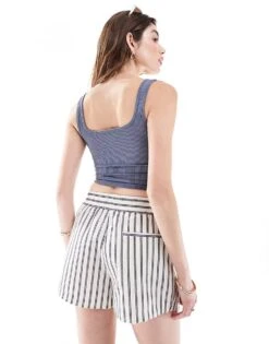 Hollister Ribbed Square Neck Vest Top In Dark Grey 21inch For Women Grisalle -Hollister Shop 206685242 4