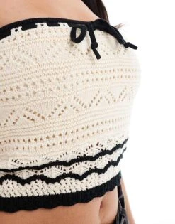 Hollister Crochet Tube Top In Beige And Black For Women Whte/gry/blk -Hollister Shop 206685464 3