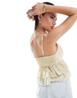 Hollister Co-ord Floral Babydoll Top In Yellow For Women Yellow Floral -Hollister Shop 206685493 4