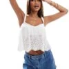 Hollister Eyelet Detail Cami Top In White For Women Bright White