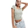 Hollister Square Neck Ribbed T-shirt In Green For Women Desert Sage -Hollister Shop 206685507 1 desertsage