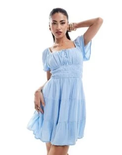 Hollister Tiered Skort Dress In Blue For Women Baby Blue -Hollister Shop 206685650 1 babyblue 1