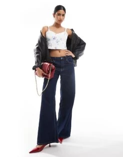 Hollister Linen Floral Top With Elastic Side Detailing In White For Women White Floral -Hollister Shop 206685672 3