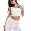 Hollister Cap Sleeve Linen Top With Cut Out Back And Removable Pads In White For Women Bright White