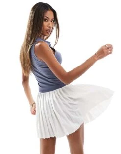 Hollister Ruched Sleeveless Polo Top In Blue For Women -Hollister Shop 206685746 4