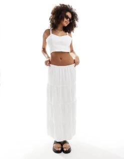 Hollister Co-ord Linen Top With Elastic Side Detailing In White For Women Bright White -Hollister Shop 206685874 3