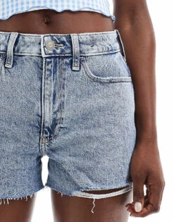 Hollister High Rise Mom Short In Acid Wash Blue For Women -Hollister Shop 206685910 3