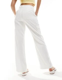 Hollister Linen Cargo Trouser In White For Women Bright White -Hollister Shop 206685967 3