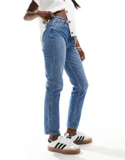 Hollister High Rise Mom Jean In Bright Blue With Abrasion For Women Bblue Abrasion -Hollister Shop 206686051 1 bblueabrasion 1