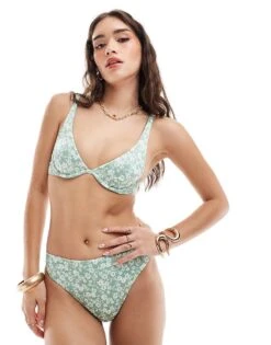 Hollister Co-ord Curvery Floral Print High Waist Bikini Bottom In Green For Women Jenny Cw01 -Hollister Shop 206686099 1 jennycw01 1