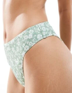 Hollister Co-ord Curvery Floral Print High Waist Bikini Bottom In Green For Women Jenny Cw01 -Hollister Shop 206686099 3