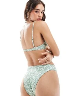 Hollister Co-ord Curvery Floral Print High Waist Bikini Bottom In Green For Women Jenny Cw01 -Hollister Shop 206686099 4