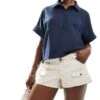 Hollister Low Rise Cargo Short In Cream For Women Birch