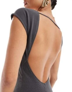 Hollister Low Back Dress With Build In Support In Grey/brown For Women -Hollister Shop 206971557 3