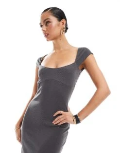 Hollister Low Back Dress With Build In Support In Grey/brown For Women -Hollister Shop 206971557 4