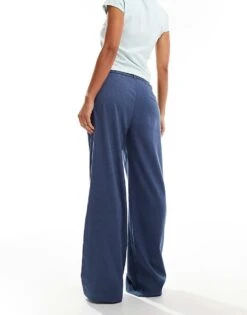 Hollister Ultra High Rise Wide Leg Tailored Trouser In Navy For Women -Hollister Shop 206971597 4