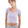 Hollister Seamless Square Neck T-shirt In Purple For Women Lilac -Hollister Shop 206971668 1 lilac