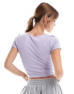 Hollister Seamless Square Neck T-shirt In Purple For Women Lilac -Hollister Shop 206971668 4