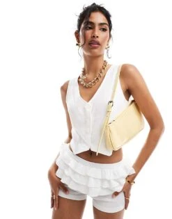 Hollister Linen Waistcoat In White For Women -Hollister Shop 206971723 1 white 1