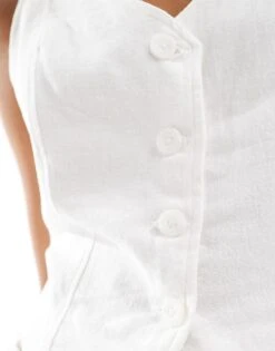 Hollister Linen Waistcoat In White For Women -Hollister Shop 206971723 3