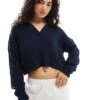 Hollister Long Sleeve Polo Jumper In Navy For Women
