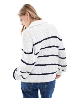 Hollister Half Zip Striped Jumper In Navy And White For Women Navy/white Stripe 10 Hollister Half Zip Striped Jumper In Navy And White For Women Navy/white Stripe -Hollister Shop 206971812 4