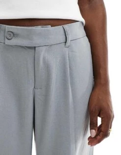 Hollister Low Rise Wide Leg Tailored Trousers In Dark Grey For Women -Hollister Shop 206971908 4