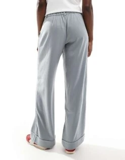 Hollister Low Rise Wide Leg Tailored Trousers In Dark Grey For Women -Hollister Shop 206971908 5