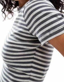 Hollister Baby T-shirt In Grey And White Stripe For Women Grey White Stripe -Hollister Shop 206972227 4