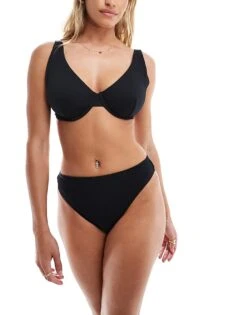 Hollister Co-ord Curvery High Waist Bikini Bottom And Top In Black