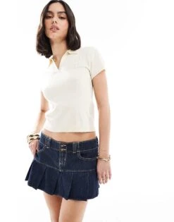 Hollister Micro Pleated Mini Skirt In Dark Denim For Women -Hollister Shop 207275268 4